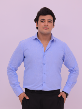 Sky Blue French Collar Formal Shirt