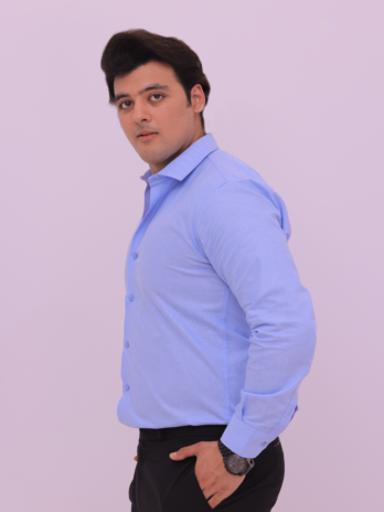 Sky Blue French Collar Formal Shirt