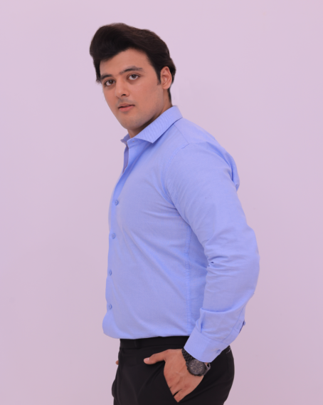 Sky Blue French Collar Formal Shirt - Image 2