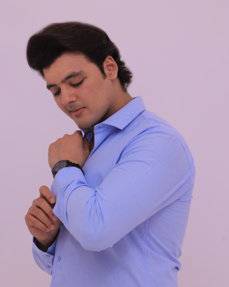 Sky Blue French Collar Formal Shirt - Image 5