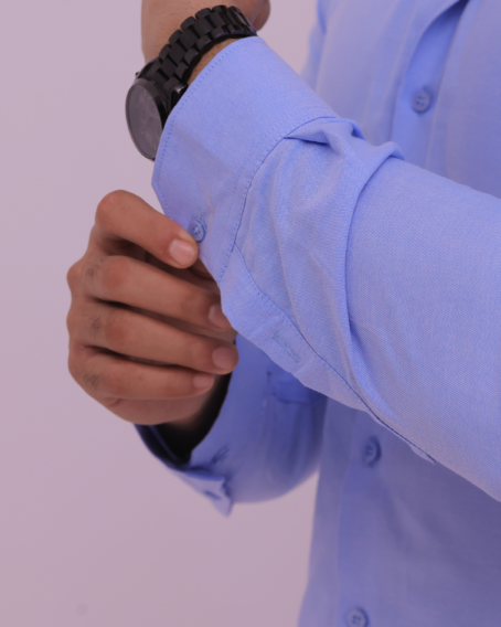 Sky Blue French Collar Formal Shirt - Image 6