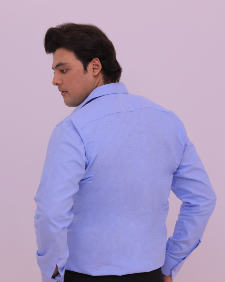 Sky Blue French Collar Formal Shirt - Image 3