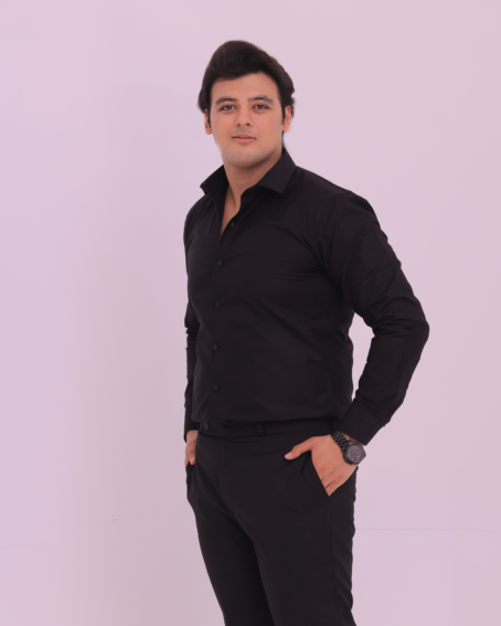 Black French Collar Formal Shirt