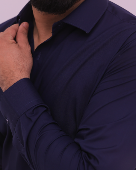 Navy Blue French Collar Formal Shirt - Image 3