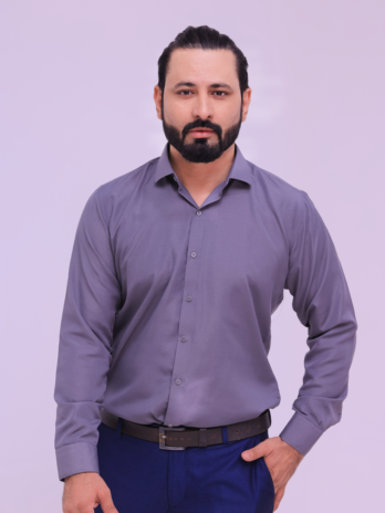 Gray French Collar Formal Shirt for men