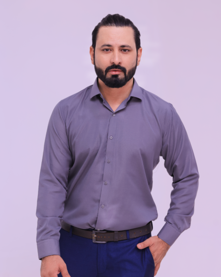 Gray French Collar Formal Shirt for men