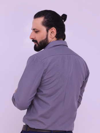 Gray French Collar Formal Shirt for men