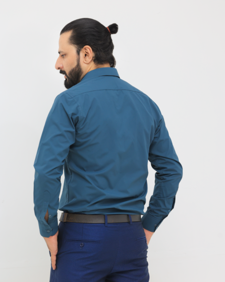 Peacock Green Self Linen Check Shirt - Image 5
