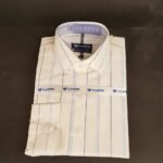 White Base Broad Blue Stripes