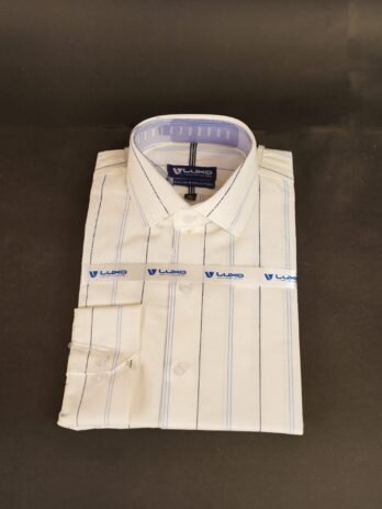 White Base Broad Blue Stripes