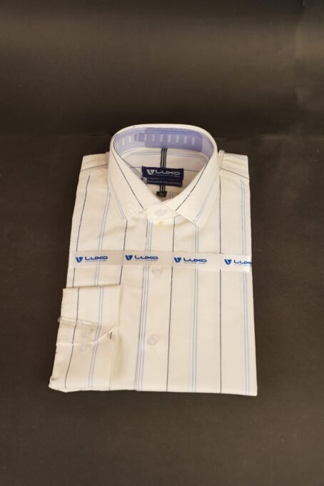 White Base Broad Blue Stripes