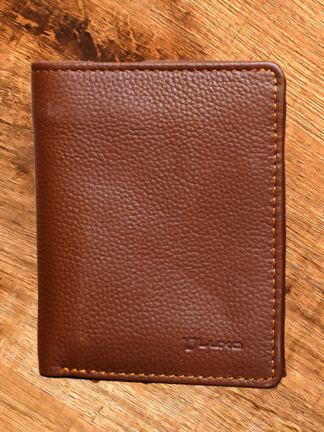Brown Textured Leather Wallet.
