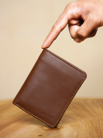 Brown Textured Leather Wallet.