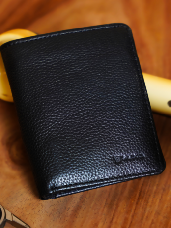 Black Textured Smart Leather Wallet.