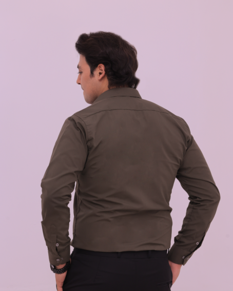 Olive French Collar Formal Shirt - Image 6