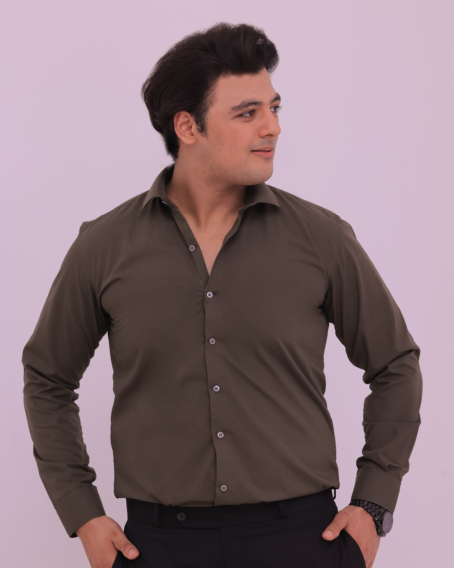 Olive French Collar Formal Shirt - Image 5