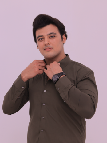 Olive French Collar Formal Shirt