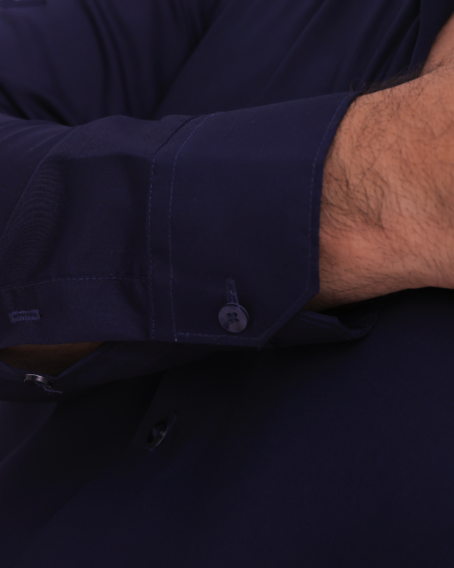 Navy Blue French Collar Formal Shirt - Image 5